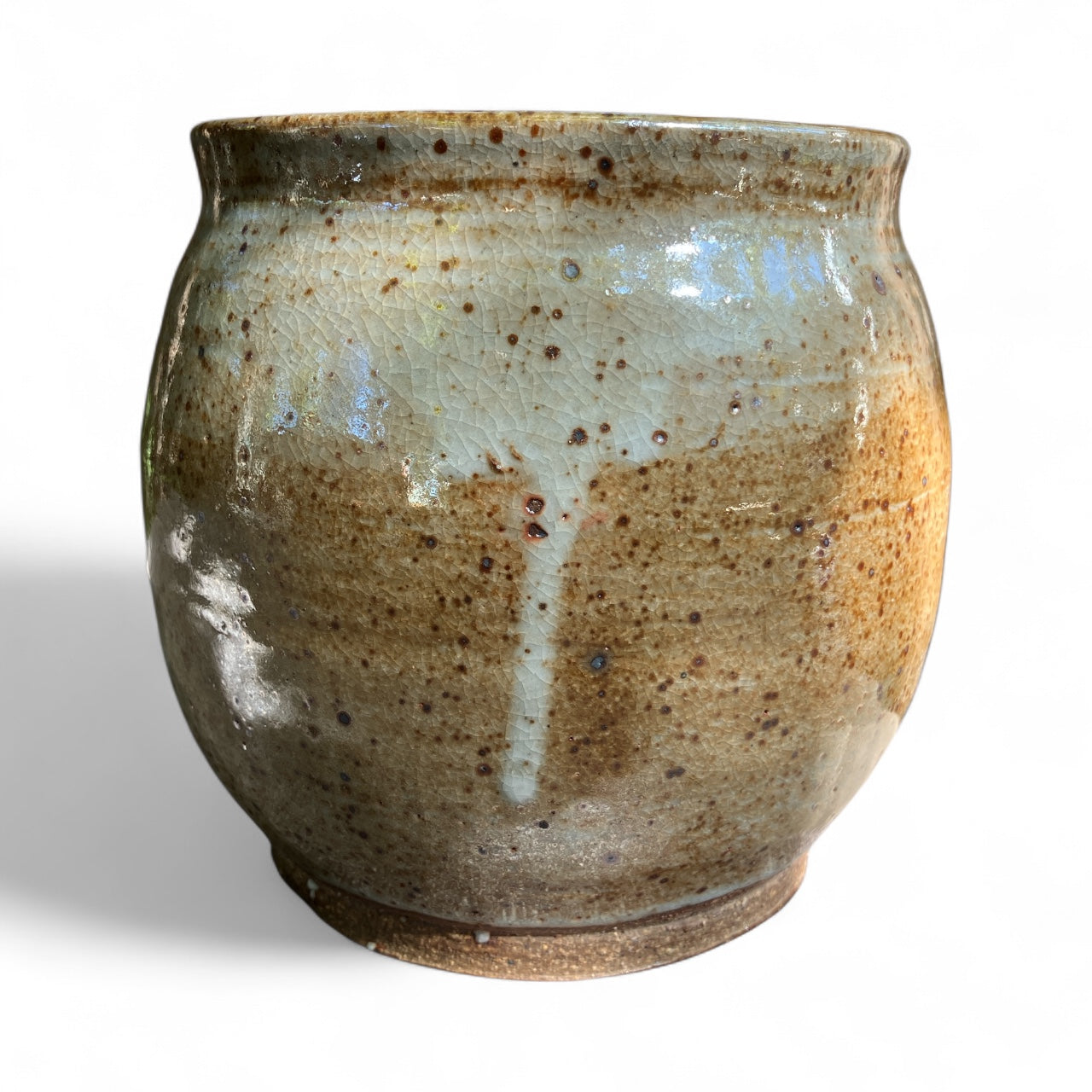 Amber Gold Vase, Raw Clay Foot