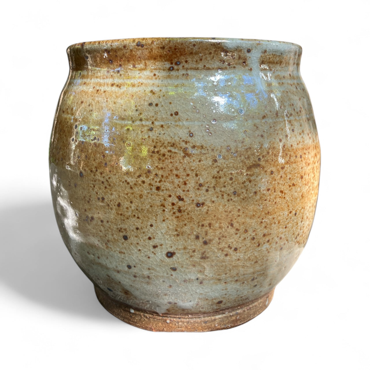 Amber Gold Vase, Raw Clay Foot