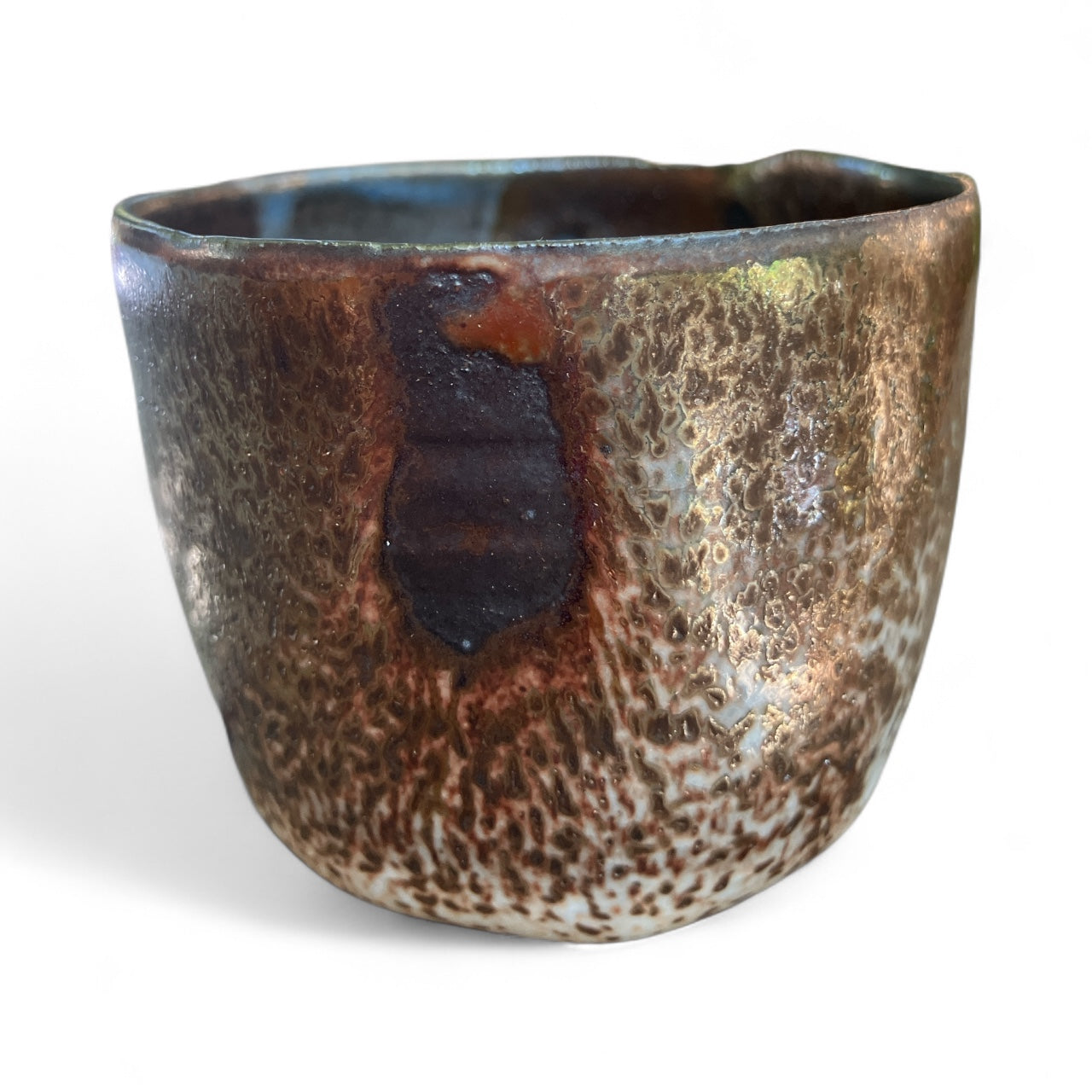 Dark Tea Cup with Unglazed Sections