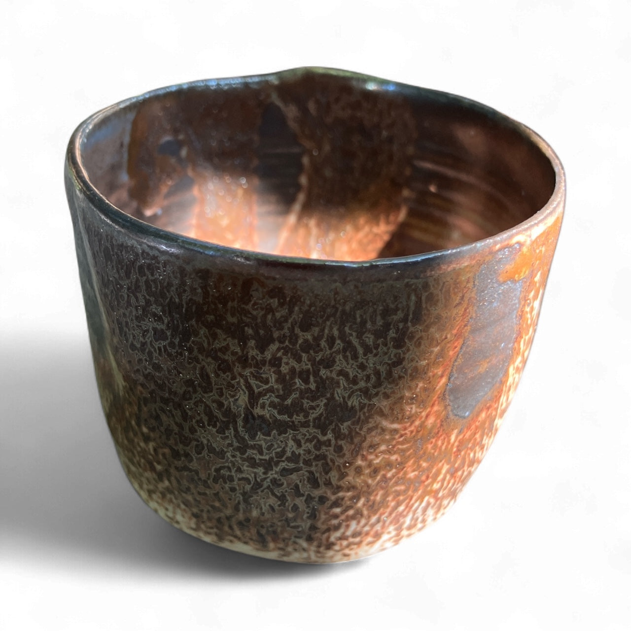 Dark Tea Cup with Unglazed Sections